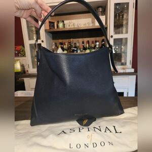 Aspinal of London Leather Shoulder Bag Navy LIKE NEW W/ DUSTBAG